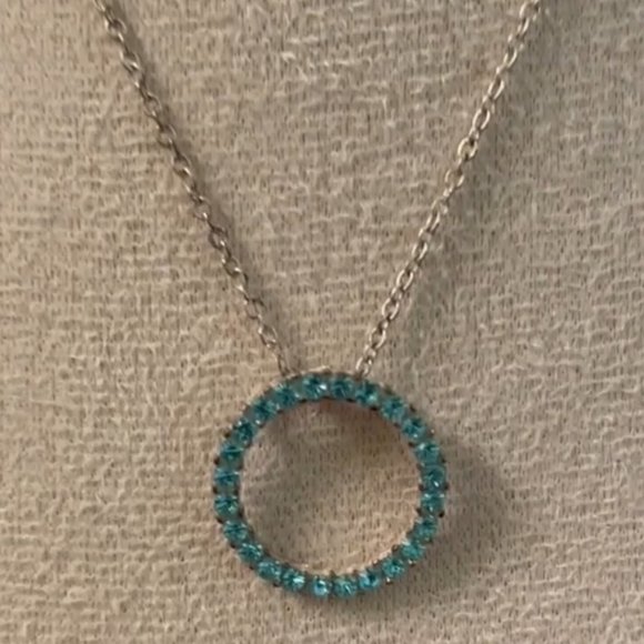 Blue Crystal Circle Necklace - Picture 3 of 4